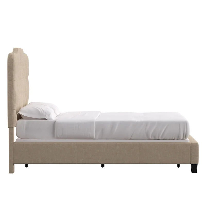 Upholstered Bed with Adjustable Headboard