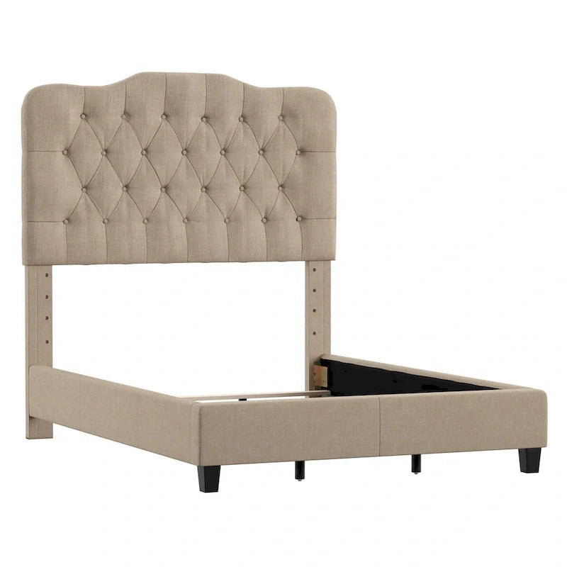 Upholstered Bed with Adjustable Headboard
