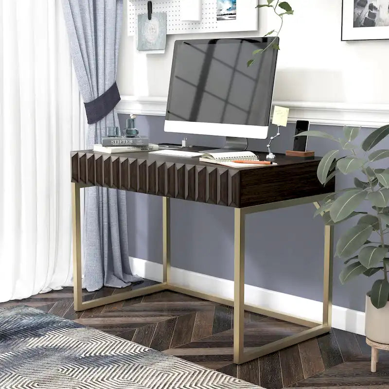 Modern 42-inch Metal Computer Desk with USB Ports