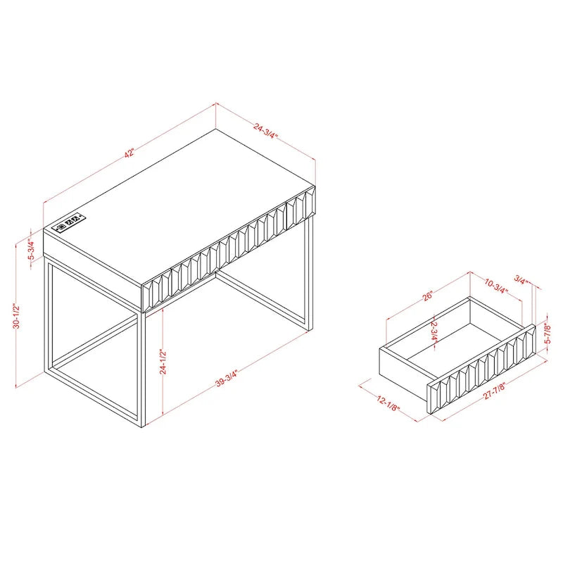 Modern 42-inch Metal Computer Desk with USB Ports