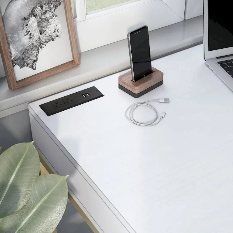 Modern 42-inch Metal Computer Desk with USB Ports