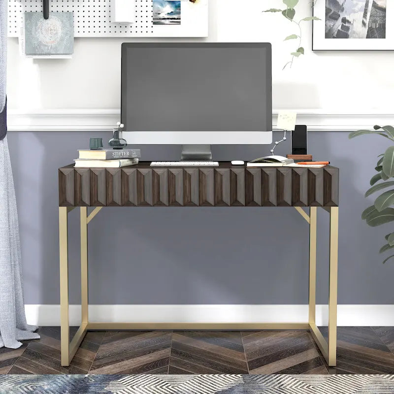 Modern 42-inch Metal Computer Desk with USB Ports