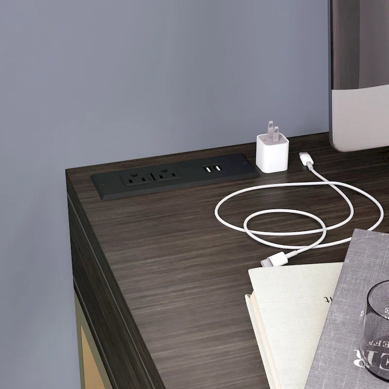 Modern 42-inch Metal Computer Desk with USB Ports