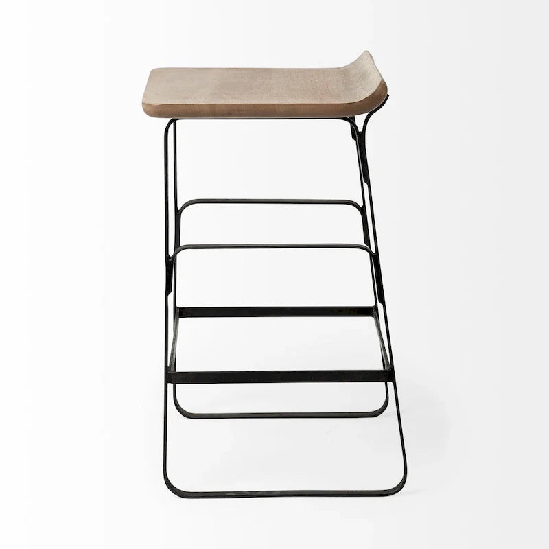 Wood Seat Counter Stool with Metal Frame