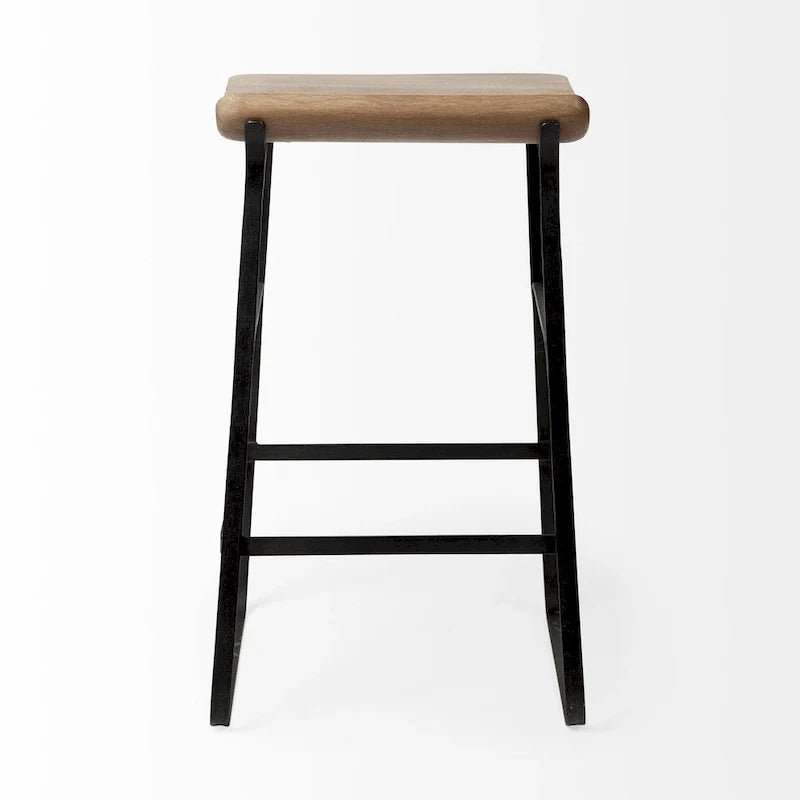 Wood Seat Counter Stool with Metal Frame