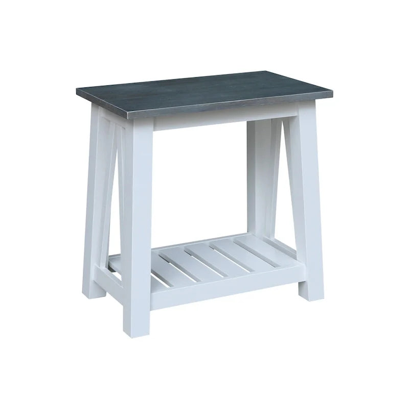 Solid Wood Side Table with Shelf