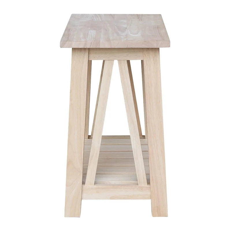 Solid Wood Side Table with Shelf