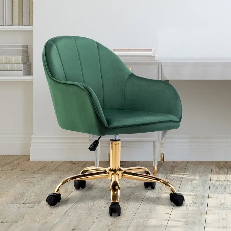 Velvet Office Chair with Gold Chrome Base
