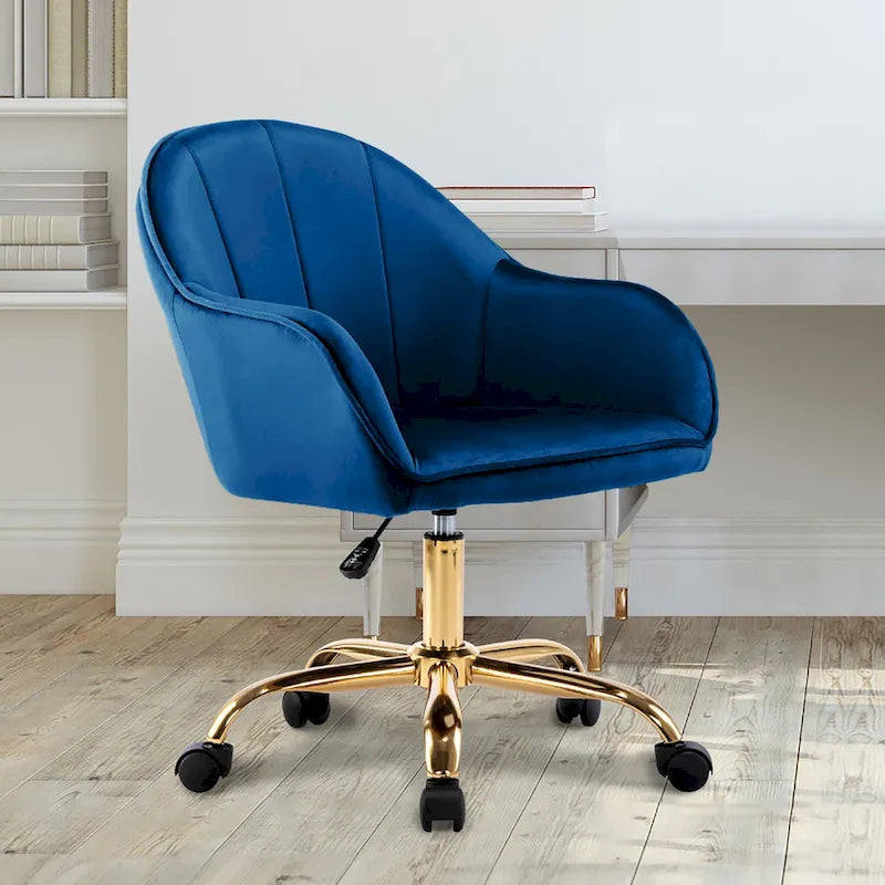 Velvet Office Chair with Gold Chrome Base