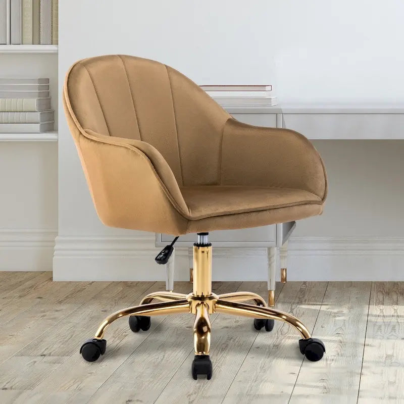 Velvet Office Chair with Gold Chrome Base