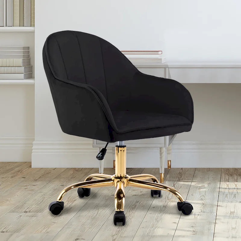 Velvet Office Chair with Gold Chrome Base
