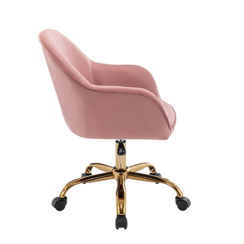 Velvet Office Chair with Gold Chrome Base