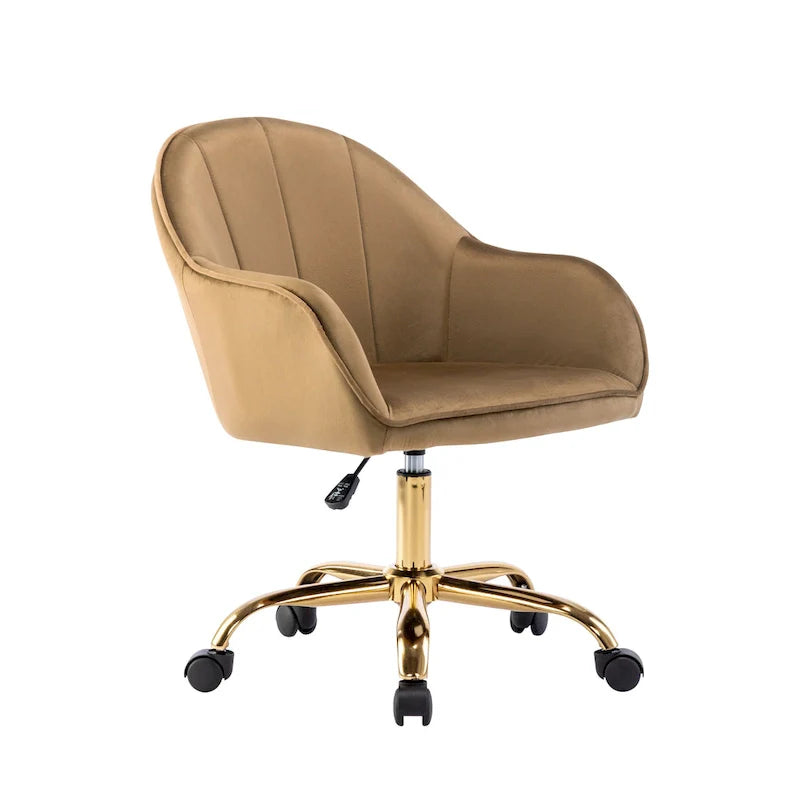 Velvet Office Chair with Gold Chrome Base