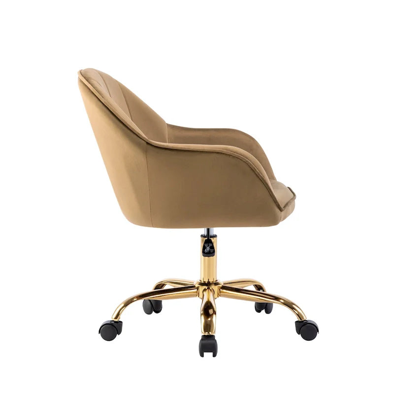 Velvet Office Chair with Gold Chrome Base
