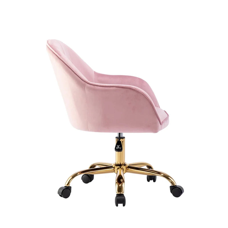 Velvet Office Chair with Gold Chrome Base