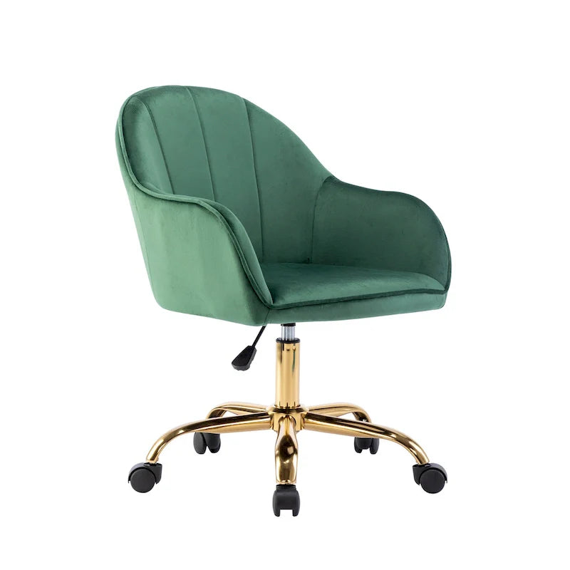Velvet Office Chair with Gold Chrome Base