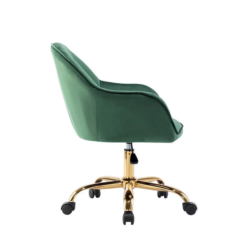 Velvet Office Chair with Gold Chrome Base