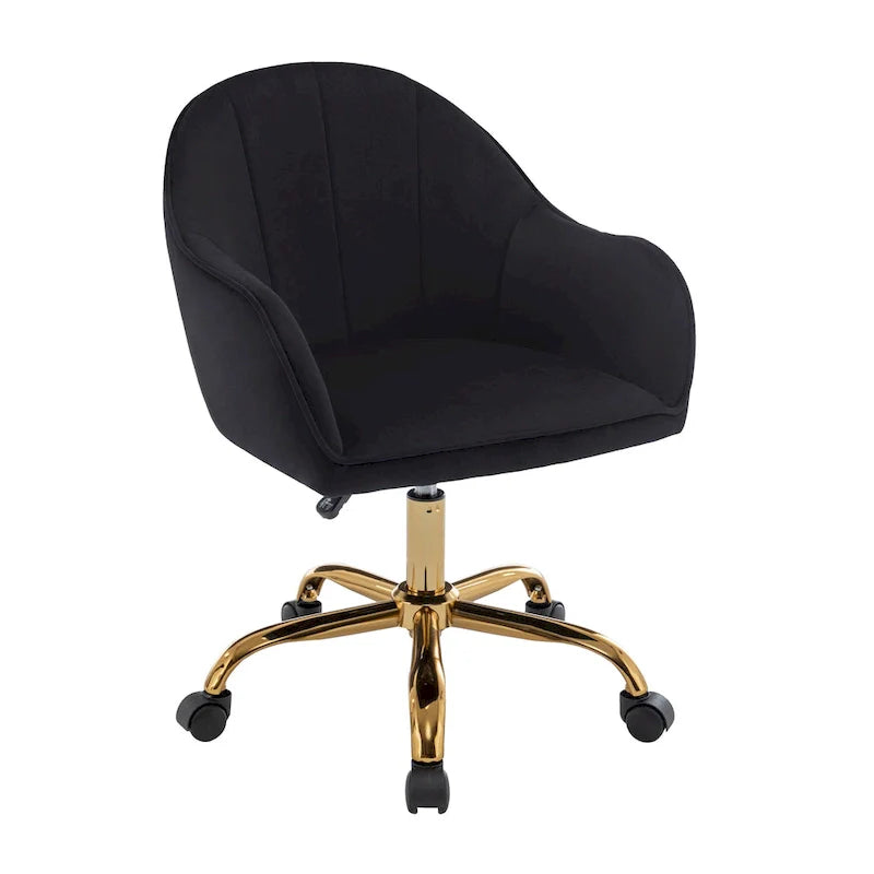 Velvet Office Chair with Gold Chrome Base