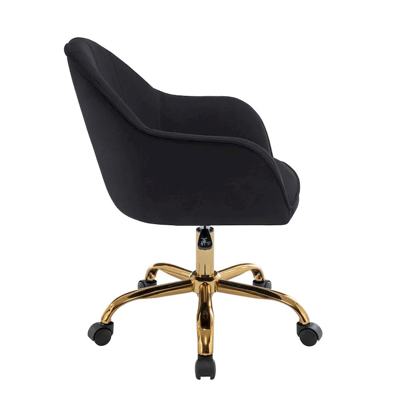 Velvet Office Chair with Gold Chrome Base