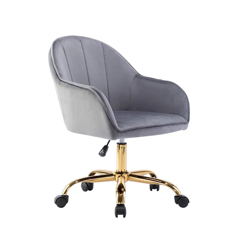 Velvet Office Chair with Gold Chrome Base