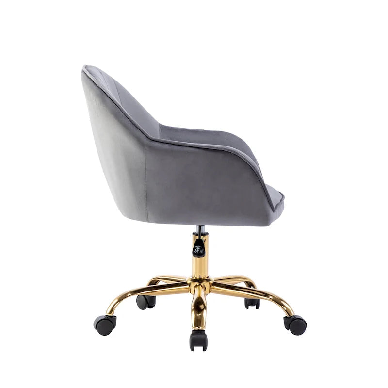 Velvet Office Chair with Gold Chrome Base