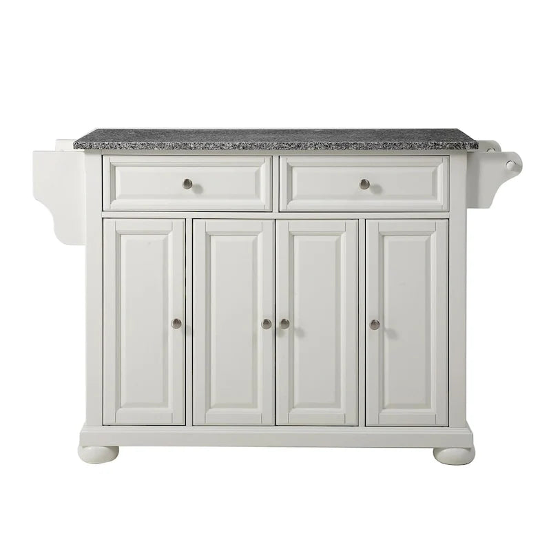 Solid Granite Top Kitchen Island - White