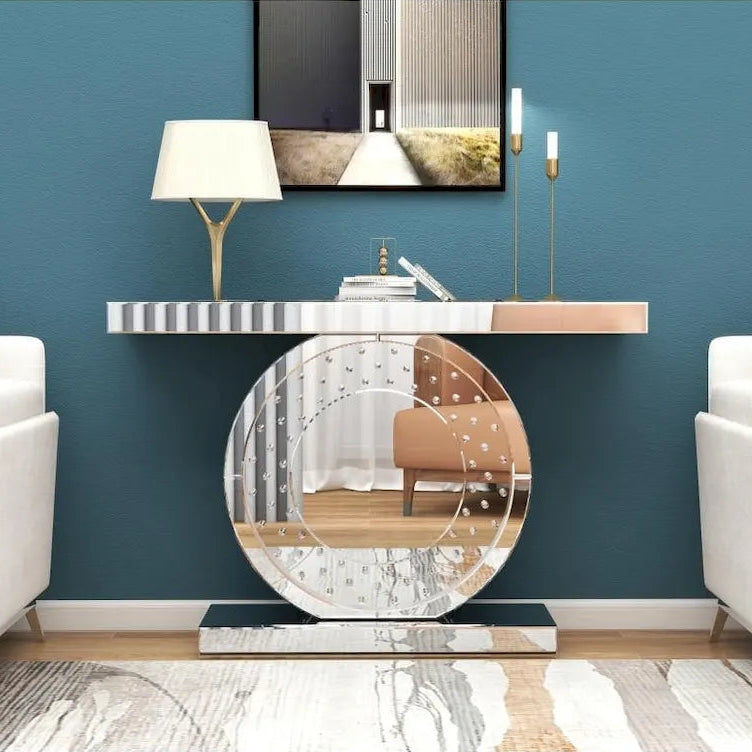 Modern Console Table with Crystal Base Entryway Sofa Table