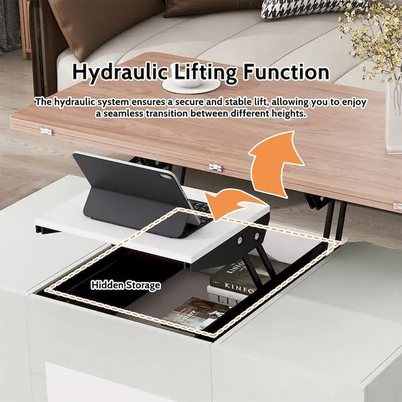 Lift Top Coffee Table with Storage Drawers
