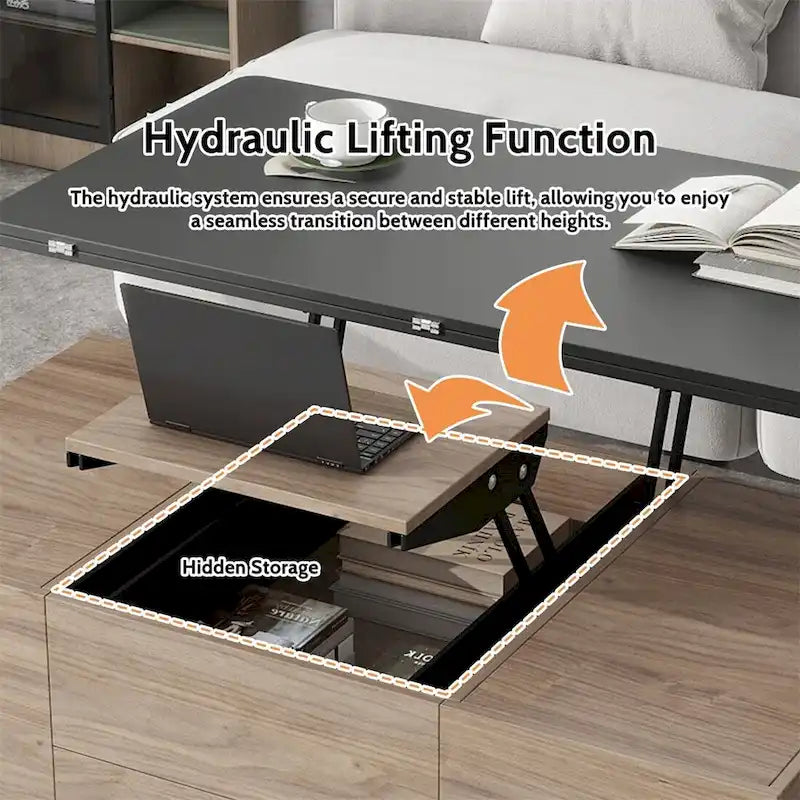 Lift Top Coffee Table with Storage Drawers