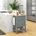 Rolling Kitchen Cart with Rubberwood Top