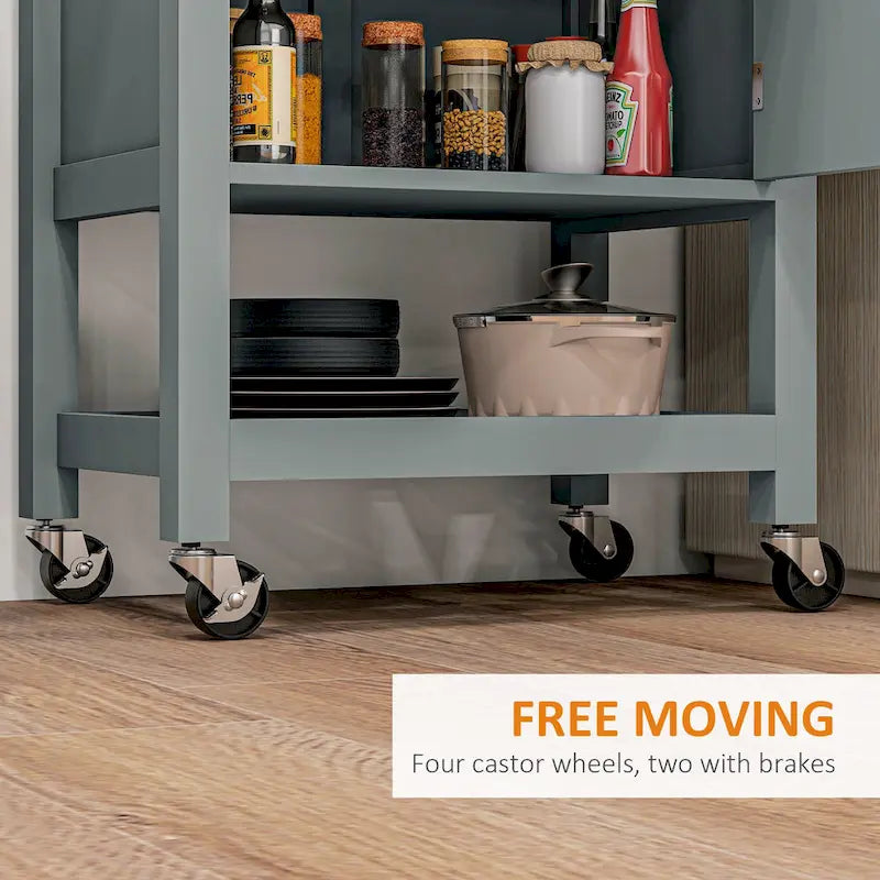 Rolling Kitchen Cart with Rubberwood Top