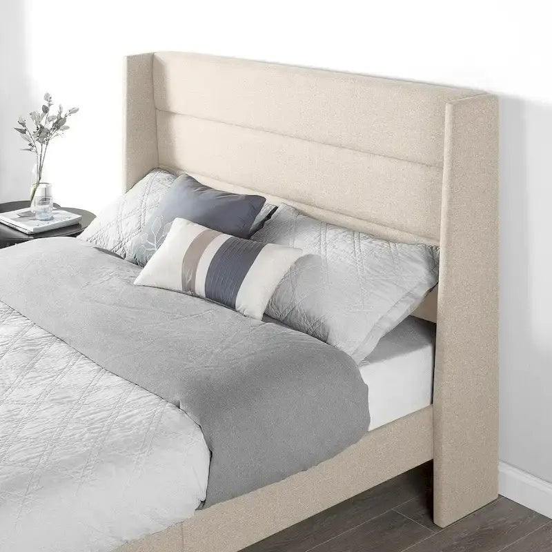 Upholstered Platform Bed with Storage Ottoman