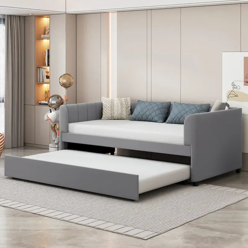 Twin Size Upholstered Daybed with Trundle