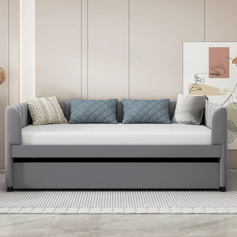 Twin Size Upholstered Daybed with Trundle