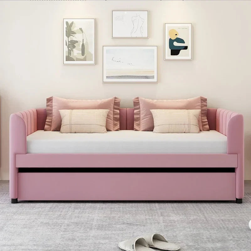Twin Size Upholstered Daybed with Trundle