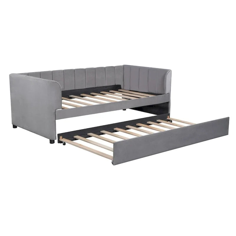 Twin Size Upholstered Daybed with Trundle