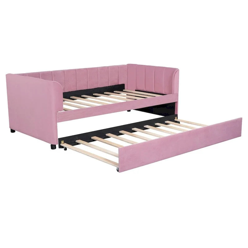 Twin Size Upholstered Daybed with Trundle
