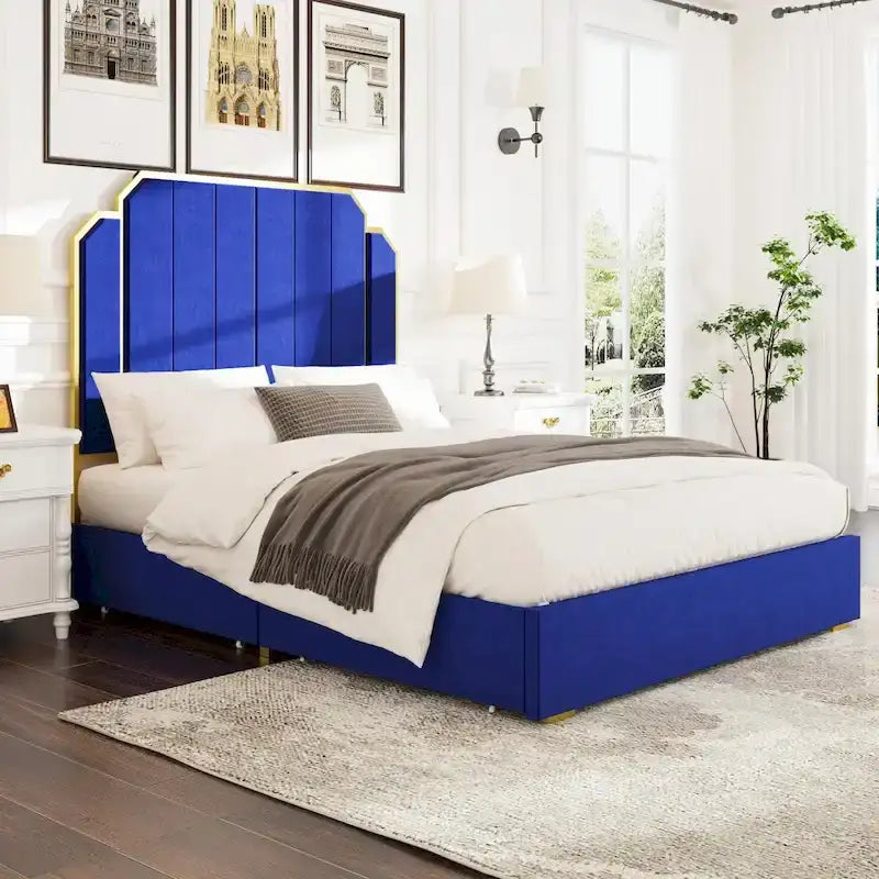 Queen Upholstered Bed with Storage Drawers