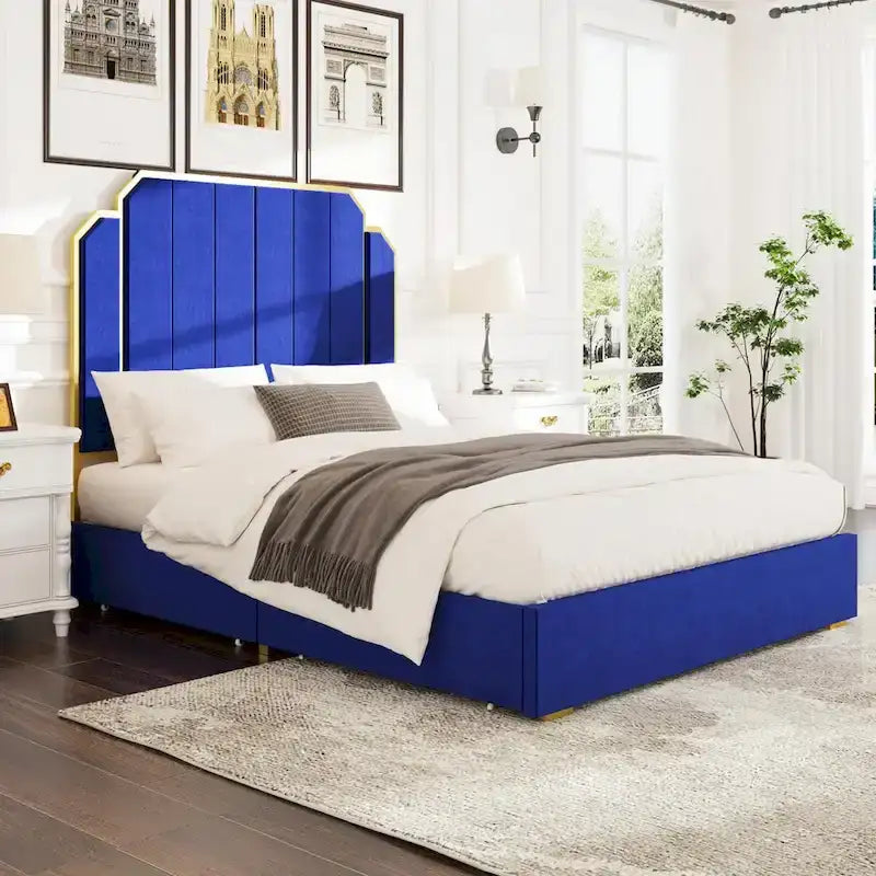 Queen Upholstered Bed with Storage Drawers