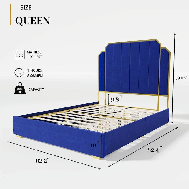 Queen Upholstered Bed with Storage Drawers