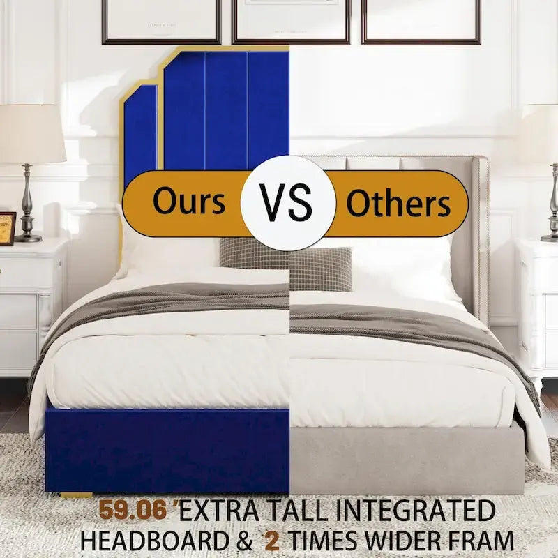 Queen Upholstered Bed with Storage Drawers