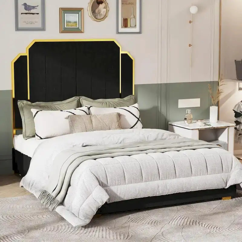 Queen Upholstered Bed with Storage Drawers