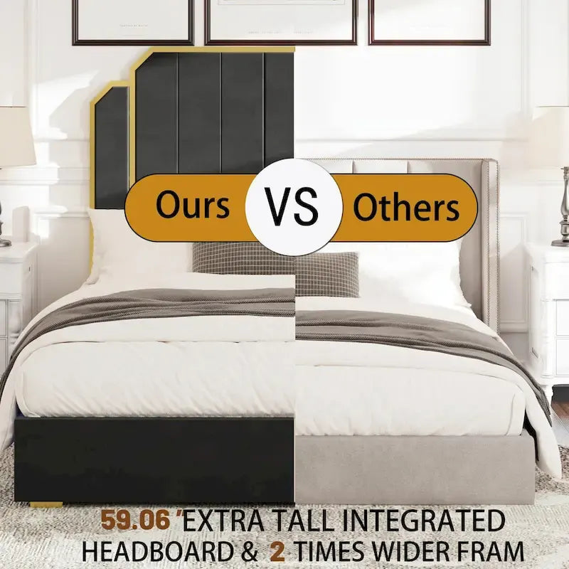 Queen Upholstered Bed with Storage Drawers