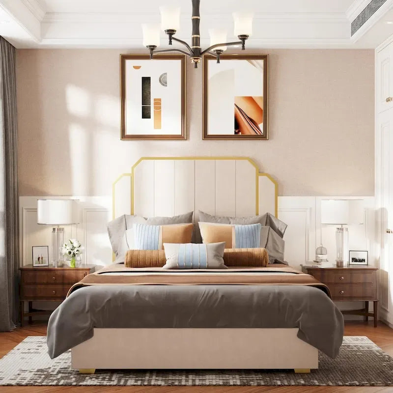 Queen Upholstered Bed with Storage Drawers