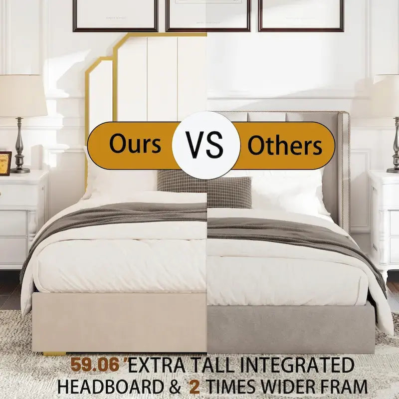 Queen Upholstered Bed with Storage Drawers