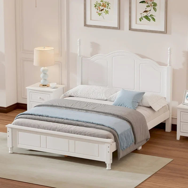Platform Bed with Wood Headboard