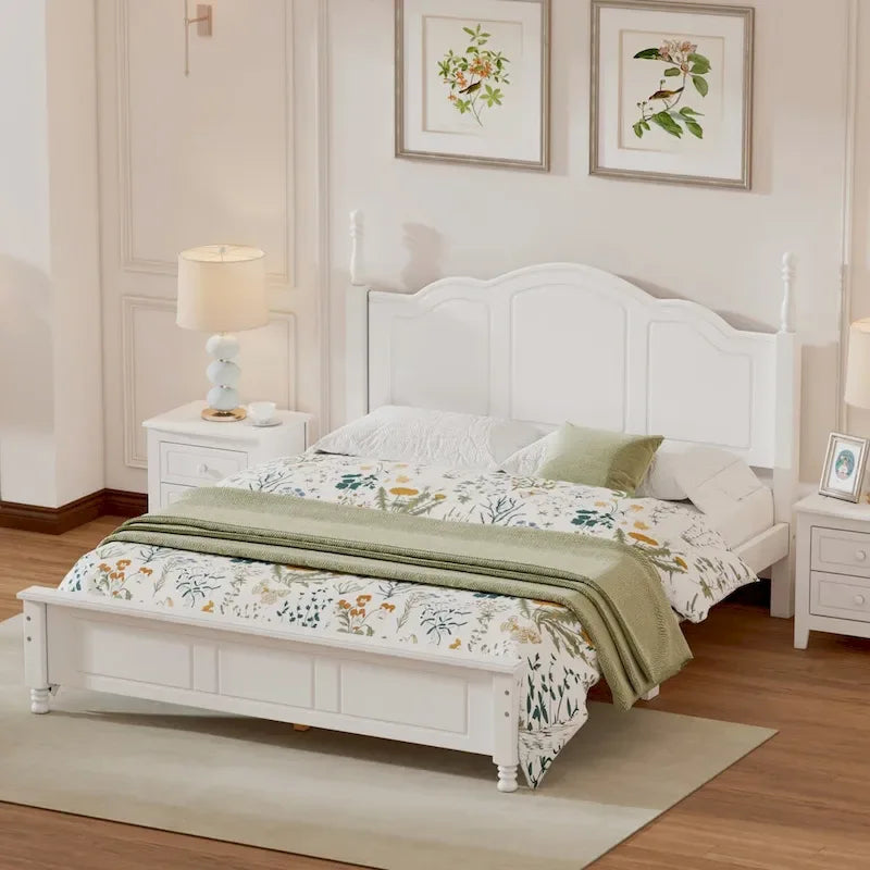 Platform Bed with Wood Headboard