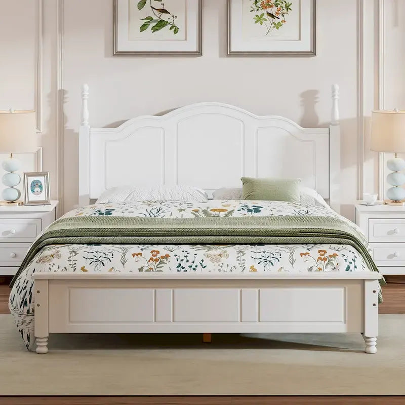 Platform Bed with Wood Headboard