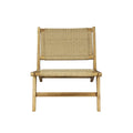 Mid-Century Modern Woven Seagrass Wood Armless Lounge Chair