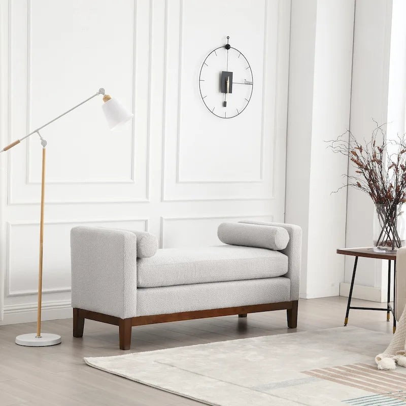 Upholstered Bench with Wood Legs